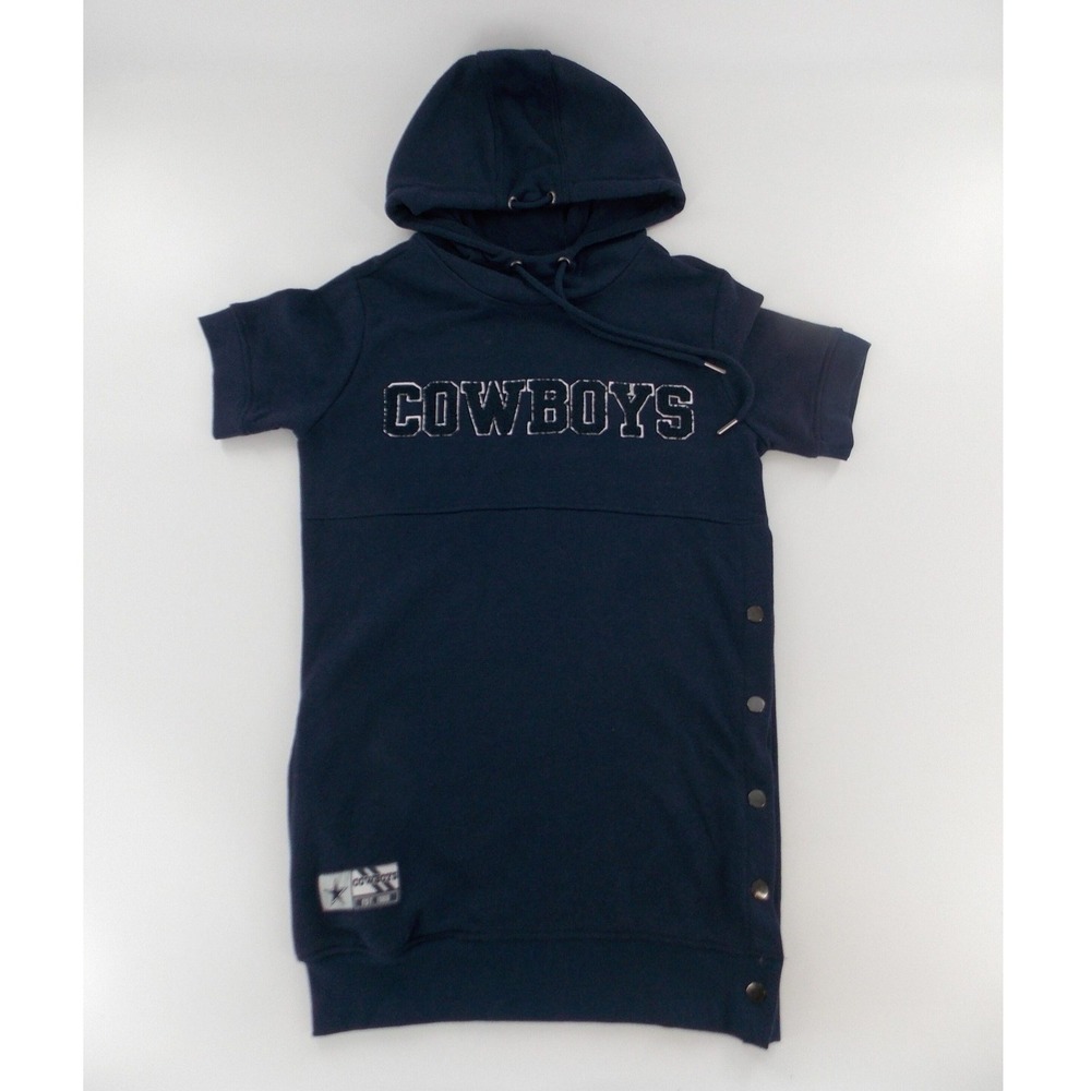 NFL Dallas Cowboys Hooded Dress Kids‎ Navy Blue Excellent Short Sleeve Side Snap